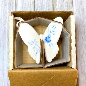 Homco 3 piece hand painted porcelain butterfly set